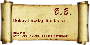 Bukovinszky Barbara névjegykártya
